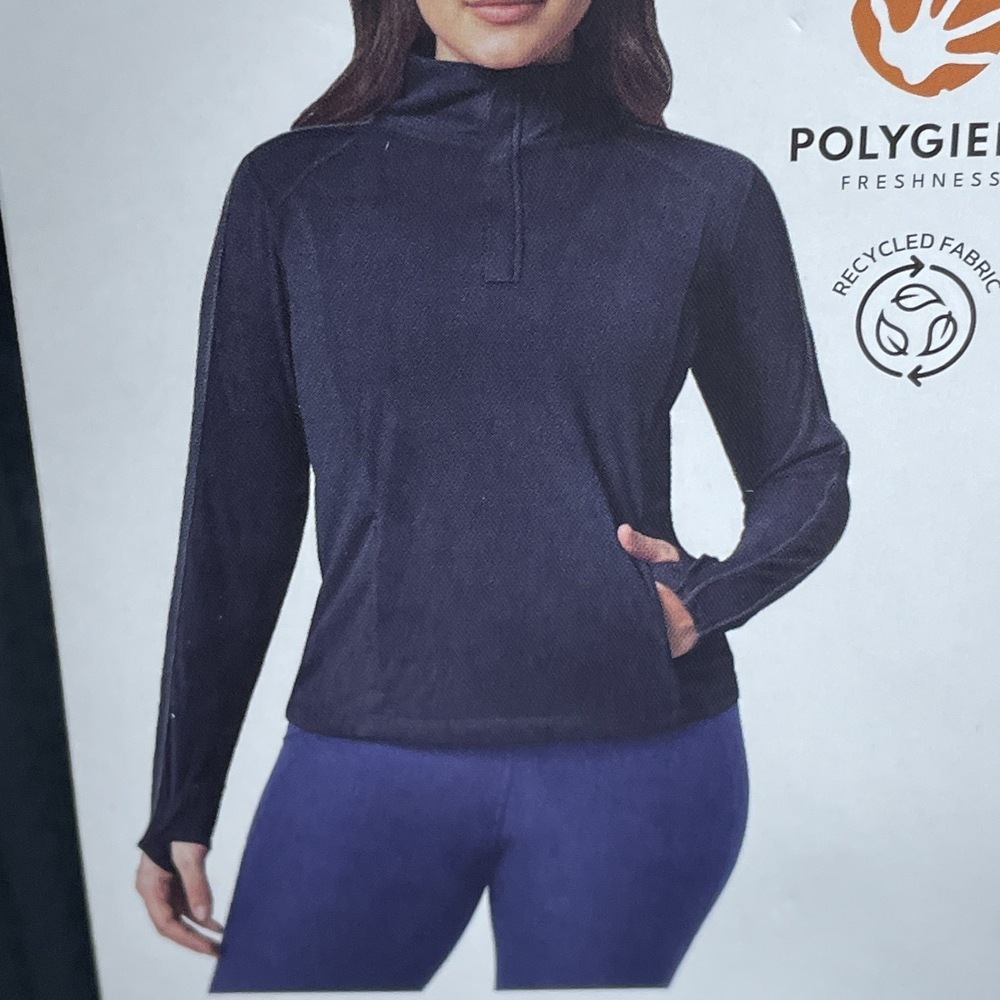 Mondetta Women's XXL Active 1/4-Zip Long Sleeve Top Black H0182